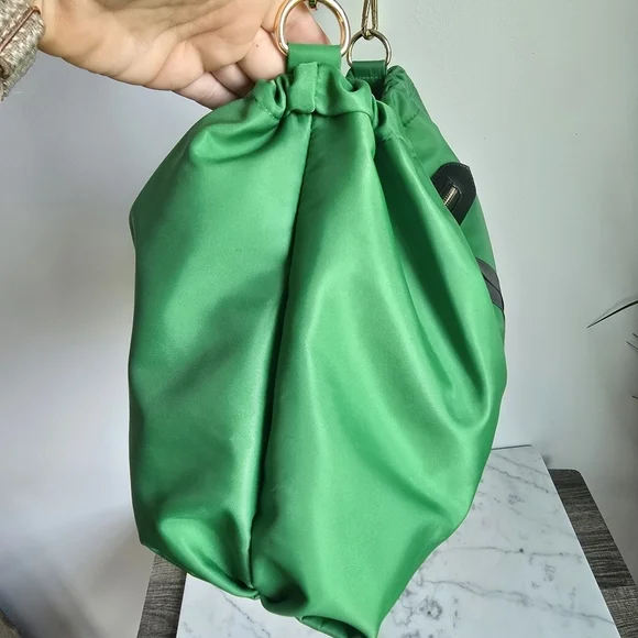 AhDorned, Kelly Green Drawstring Nylon Plaid Guitar Strap Crossbody Bag Tote - Picture 5 of 10